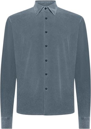 Roberto Ricci Design Techno Wash Pique Shirt - Heren - Casual Overhemden - Blauw - M - Katoen - Overhemden