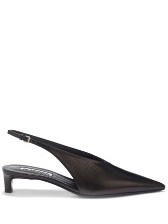 Jil Sander Leren slingback pumps - Zwart