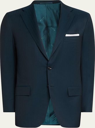 Kiton Mens Wool Micro-Herringbone Two-Piece Suit