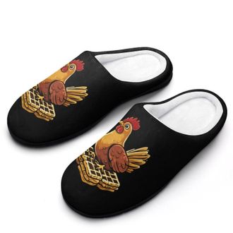 Generic Chicken Waffles1 Funny Mens Slippers Cotton Warm House Shoes Memory Foam Sandals Print Size 7-14
