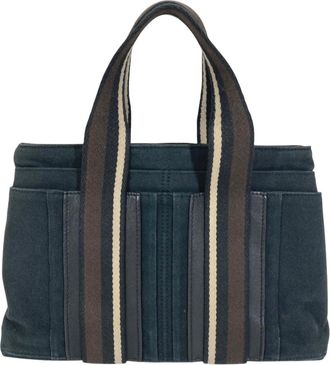 Herm&egrave;s Black Canvas Handbag Tote Bag (Pre-Owned)