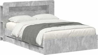 vidaXL Estructura De Cama Con Almacenamiento Y Cabecero Gris Hormig&oacute;n Vidaxl