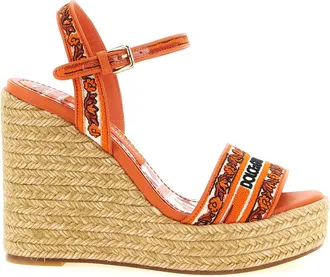 Dolce & Gabbana Orange Cotton Wedge Womens Sandals