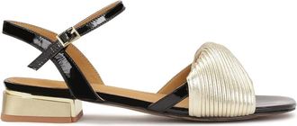 Kazar Schoenen, Dames, Zwart, 38 EU, Leer, Goud-zwarte lage sandalen met hak