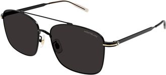 Montblanc MB0236SK Asian Fit 001 Mens Sunglasses Black Size 60