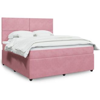vidaXL Cama Box Spring Con Colch&oacute;n Terciopelo Rosa 180x200 Cm