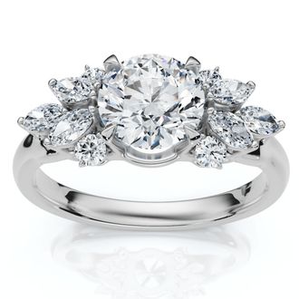 Pompeii3 Certified 1 1/4ct Feather Diamond Accent Ring 14k Gold or Platinum Lab Grown