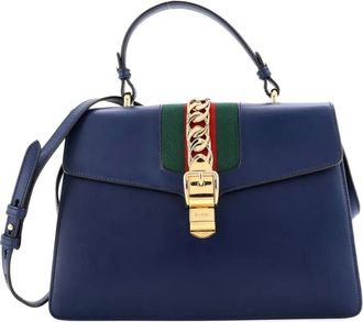 Gucci Sylvie Top Handle Bag Leather Medium satchel - Blauw