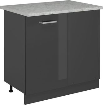 Vicco Armario De Esquina R-line, Antracita Alto Brillo, 86 Cm Et M&aacute;rmol