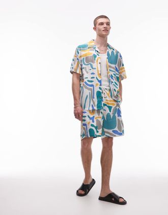 Parlez Clothing Coordinato corto multicolore con stampa stile pennellate