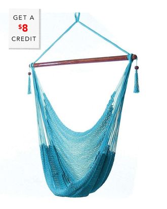 Sunnydaze Polyester Extra-Large Hanging Rope Caribbean Hammock Chair With $8 Credit