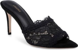 L'agence Penn Pointed Toe Lace Sandal in Black Lace at Nordstrom, Size 8.5