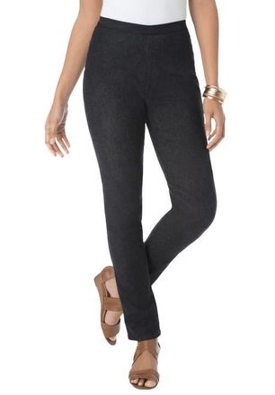 Jessica London Stretch Denim Straight-Leg Jegging in Black at Nordstrom, Size 20 Tall