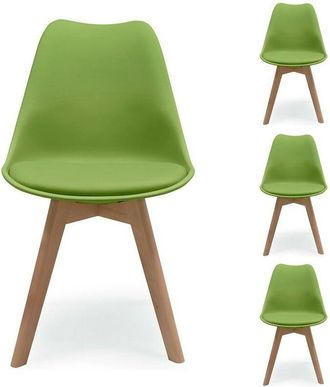 OEM Juego De 4 Sillas De Comedor Day Asiento Polipropileno Y Patas De Madera De Haya Pistacho 90074 - Pistacho 90074