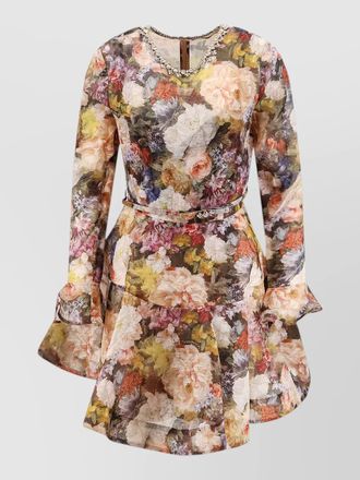 Zimmermann alchemy linen silk dress belted waist