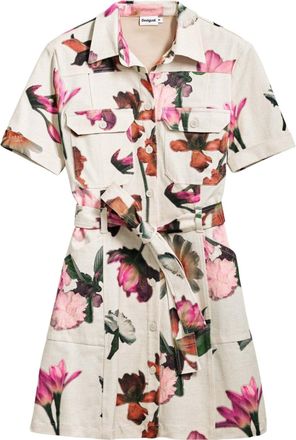 Desigual Monica Floral Utility Shirt Dress 25SWVW13 White