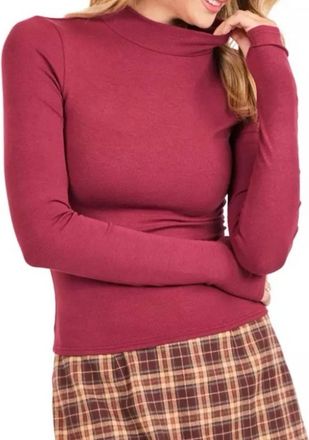 Sadie & Sage Roman Mock Neck Top In Burgandy