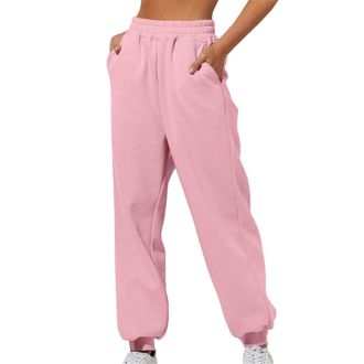Generic Jogging Pants for Women UK - High Waisted Sweatpants with Pockets Activewear Trousers Bottoms Elasticated Tapered Leg Sweatpants Oversized Baggy Trous