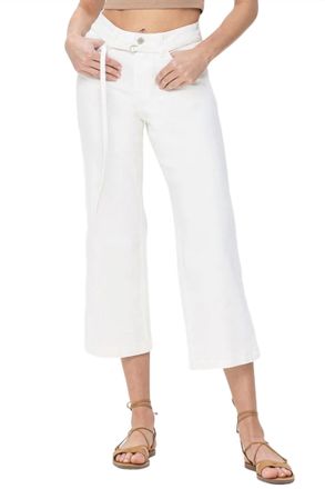Flying Monkey High Rise Crop Wide Leg Jean In Creamy White