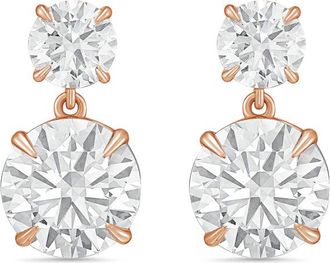 Diana M. Jewels 14KT RG 15.00 Ct TW of Lab grown round diamonds drop earrings