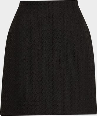 Lafayette 148 New York A-Line Houndstooth Jacquard Mini Skirt