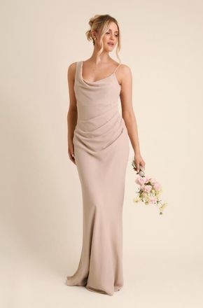 Six Stories Cowl Front Chiffon Bridesmaid Dress in Truffle at Nordstrom, Size 10