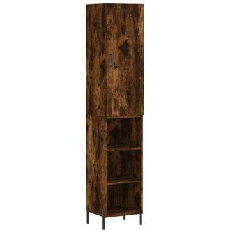 vidaXL Highboard Smoked Oak 34.5x34x180 cm Engineered Wood Vidaxl