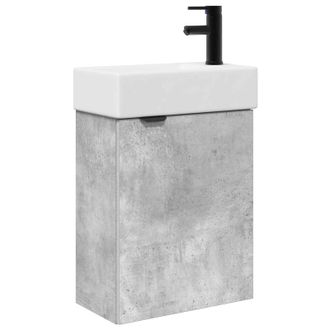 vidaXL M&oacute;dulo De Ba&ntilde;o Con Grifer&iacute;a Gris Hormig&oacute;n 45,5 X 22,5 X 84 Cm Vidaxl