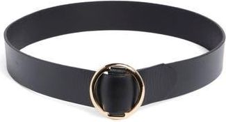 Vince Camuto Round Friction Pull Through Leather Belt in Black Gold at Nordstrom Rack, Size X-Large