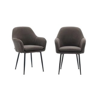 Sweeek Sill&oacute;n de pana con patas de metal negro mate, set de 2, gris oscuro