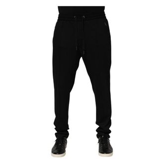 Dolce & Gabbana Viscose Skinny Logo Jogger Trousers - male - Dolce & Gabbana - Sweatpants - Black - 2XL - Trousers