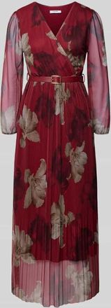 Zabaione Midikleid mit G&uuml;rtel Modell La44rinaa in Bordeaux, Gr&ouml;&szlig;e XXL