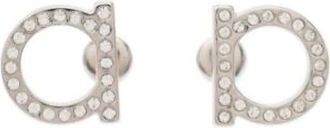 Ferragamo Accessoires, Dames, Grijs, ONE Size, Gancini Crystal Earrings