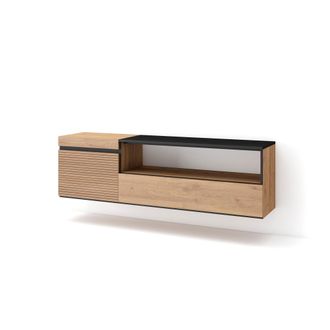 Skraut Home Skraut Home - Mueble Tv, Televisi&oacute;n, Muebles De Sal&oacute;n, Almacenaje, 150x45x35cm, Para Tv Hasta 65, Colgado, Suspendido, Estilo Moderno, Roble