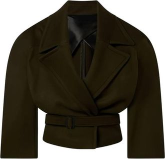 Stella McCartney Cropped Jas - Dames - Blazers - Groen - XS - Wol - Jassen
