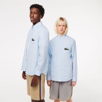 Lacoste Mens Fit Striped Shirt in Light Blue - Size X-Large