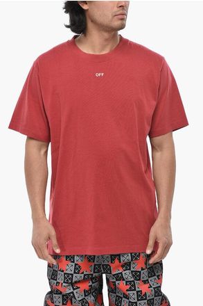 Off-white Cotton Crewneck T-Shirt NOISE ARROW With Embroidery size 3xl