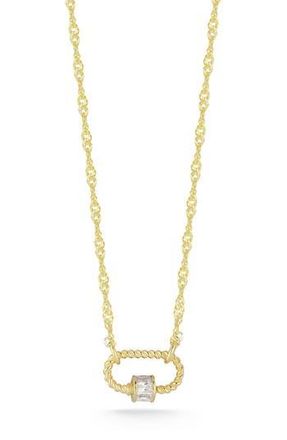 Sphera Milano Oval Lock Cubic Zirconia Pendant Necklace in Gold at Nordstrom Rack