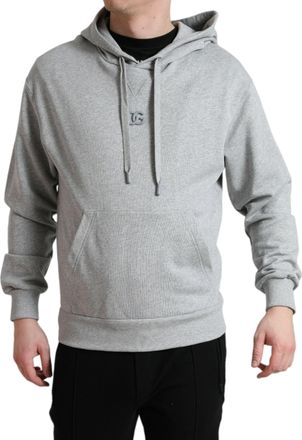Dolce & Gabbana Logo-Embroidered Cotton Hoodie - Gray