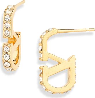 Valentino Garavani VLOGO Signature Swarovski Crystal Earrings in Gold at Nordstrom