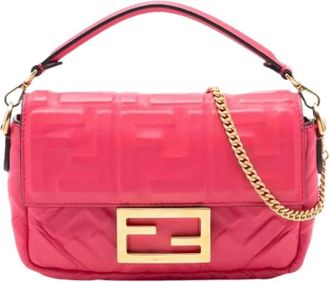 Fendi Pre-owned Cross Body Bags, female, Pink, Size: ONE SIZE Pre-owned Leather Cross Body Bag
