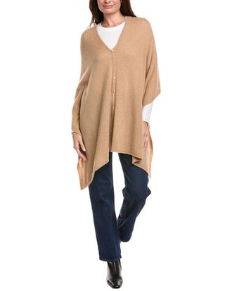 Amicale Cashmere Button Shoulder Cashmere Poncho