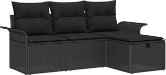 vidaXL Conjunto De Sof&aacute; De Jard&iacute;n 4 Pcs Negro 196 X 117 X 85 Cm Vidaxl