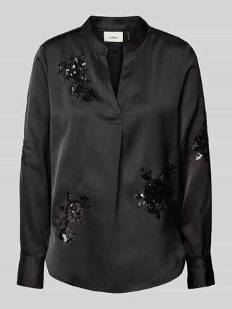 s.Oliver Black Label Regular Fit Hemdbluse mit Paillettenbesatz in Black, Gr&ouml;&szlig;e 38