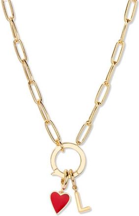 Brook & York Cameron Initial Heart Charm Necklace in Gold L at Nordstrom