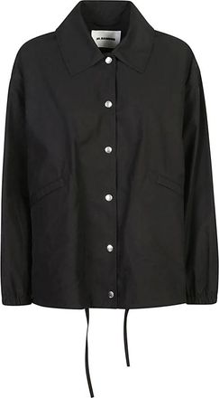 Jil Sander Zwarte katoenen jas met reli&euml;f - Dames - Zomerjassen - Zwart - 3XS - Katoen - Jassen