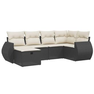 vidaXL Vidaxl - Set Divano Da Giardino 6 Pz Con Cuscini Nero In Polyrattan