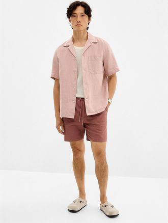 Profuomo Mens Dusty pink cotton-linen short