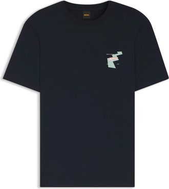 HUGO BOSS Tops, Heren, Blauw, M, Oranje T-shirt