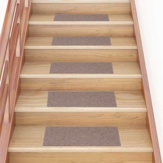 vidaXL Vidaxl - Felpudos Autoadhesivos Para Escaleras, 30 Unidades, 60 X 25 Cm, Marr&oacute;n Claro, Rectangulares